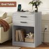 ADORNEVE Nightstands Set of 2,Grey Nightstand with Charging Station & Drawers,Night Stands for Bedrooms Set of 2 view 2