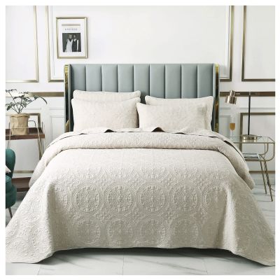 Beige Quilt Set King/California King Size 3 Piece with Pillow Shams, Lightweight Bedspread Coverlet, Pilling Resistance Quilt, Fade Resistance Bed Cover for All Season,Beige,King