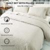 Beige Quilt Set King/California King Size 3 Piece with Pillow Shams, Lightweight Bedspread Coverlet, Pilling Resistance Quilt, Fade Resistance Bed Cover for All Season,Beige,King view 3