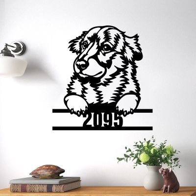 Custom Dog Address Sign Personalized House Number Sign Golden Retriever Metal Wall Art Golden Retriever Lover Gifts Dog House Decor Dog Mom Gifts Dog Owner Gift Animal Pet Address Sign 14in