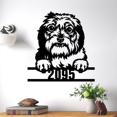 SILYHEART Shi Izu Wall Art with Custom House Number Funny Animal Pet Sign Modern Home Decor Personalized Front Porch Address Plaque Shi Izu Lover Gifts Dog Door Hanger 18in