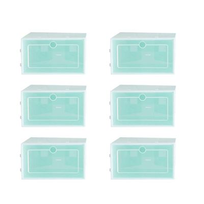 Ipetboom Shoes Storage Box Set 6pcs Stackable Shoe Racks Transparent Plastic Containers Space Saving for Closets Bedrooms