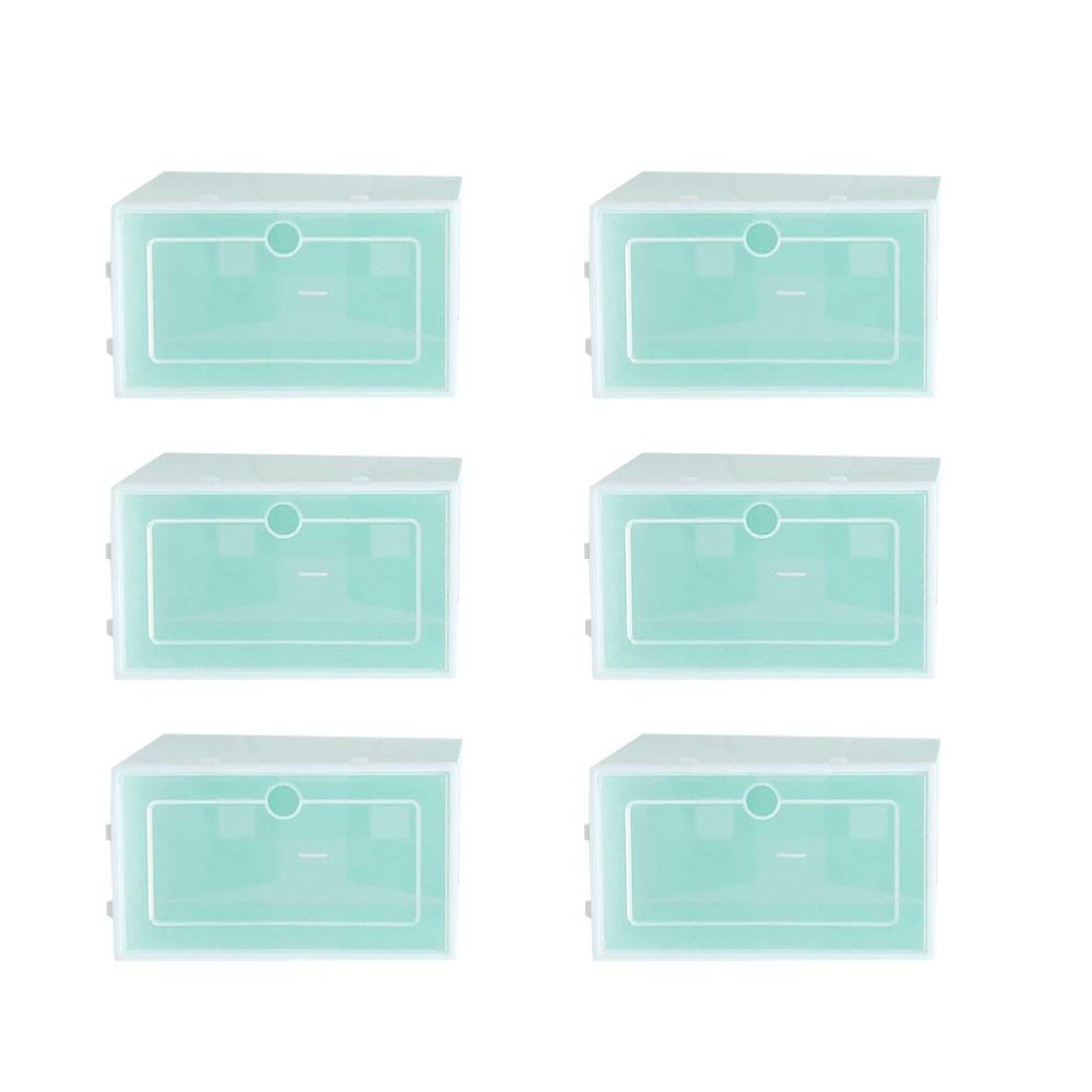 Ipetboom Shoes Storage Box Set 6pcs Stackable Shoe Racks Transparent Plastic Containers Space Saving for Closets Bedrooms