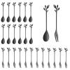 24pcs Small Spoons and Forks Set, Mini Black Tea Spoons Appetizer Forks for for Dessert, Fruit, Sugar, Ice Cream, Coffee, Stirring, Mixing view 1