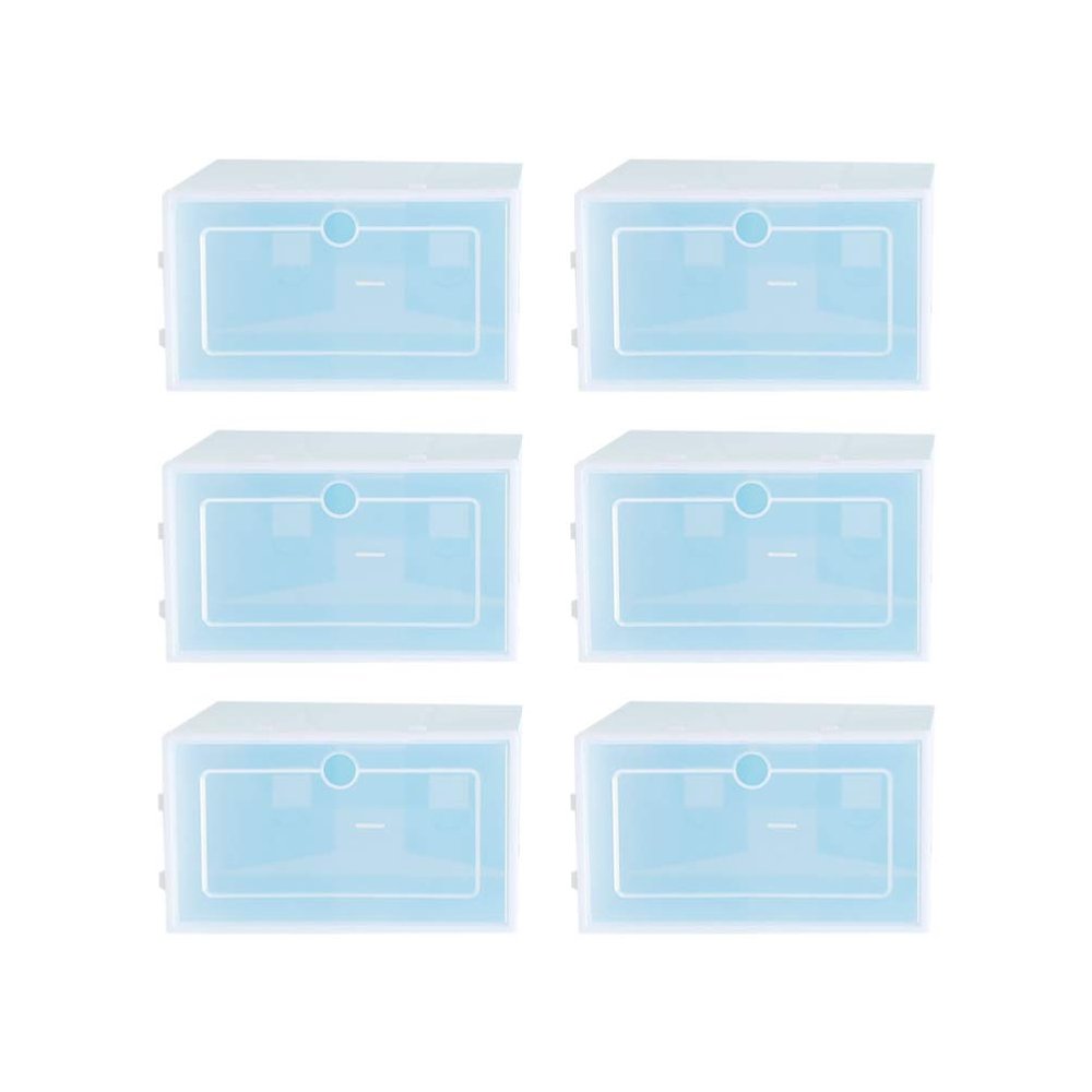 Ipetboom 6pcs Transparent Stackable Shoes Storage Box Small Plastic Container for Organizing Footwear for Use and Foldable Design