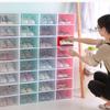 Ipetboom Thicken Plastic Shoes Storage Boxes Lids 6pcs Stackable Shoe Containers Large Size for Closet Storage view 2