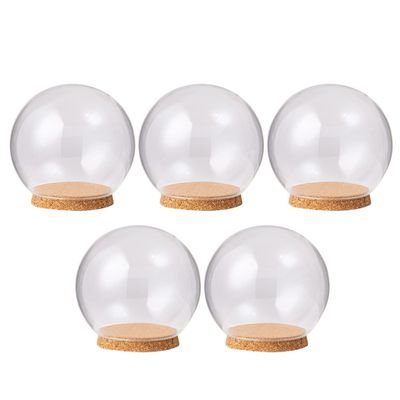 Sewroro Led Light Base 5Pcs Clear Glass Dome Cloche Bell Jars Dome Display Case Tabletop Centrepiece for Plants Succulents Fairy Lights Cake Decoration Clear Glass Plant Terrarium