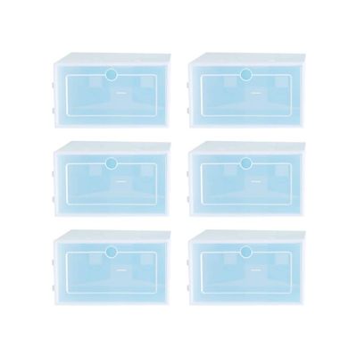 Ipetboom 6pcs Transparent Stackable Shoe Storage Box Thicken Plastic Container for Shoes for Closet Entryway and Home Organization Design for Easy Access