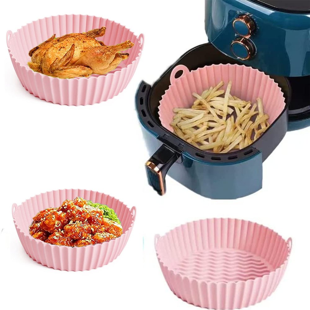 Reusable Silicone Basket, Silicone Pot for Air Fryer, Non-stick Air Fryer, Easy to Clean Generic (Pink)