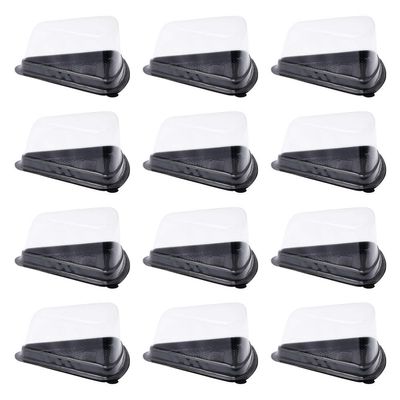 Housoutil 100pcs Transparent Triangle Cake Boxes Elegant Cupcake Container Packaging for Bakery Home Use Secure Buckle Design for Mousse Desserts Special Occasions