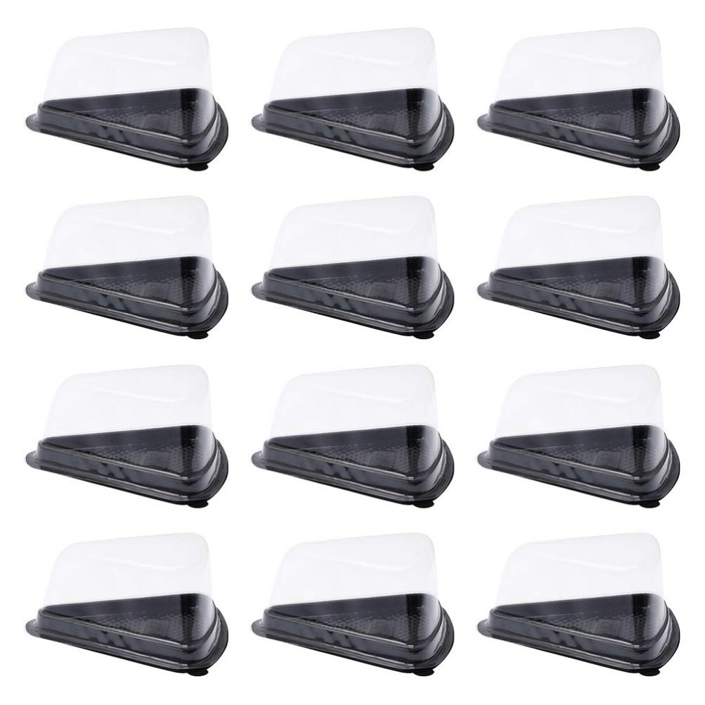 Housoutil 100pcs Transparent Triangle Cake Boxes Elegant Cupcake Container Packaging for Bakery Home Use Secure Buckle Design for Mousse Desserts Special Occasions