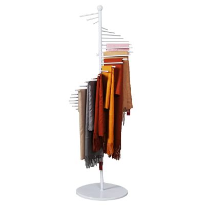 HJLKDYM Scarf Stand Floor Standing, Storage Shelf with Independence 28/30 Hanging Rod, 360 Spiral Metal Display Rack for Clothing Store, 3 Colors(White,170cm)