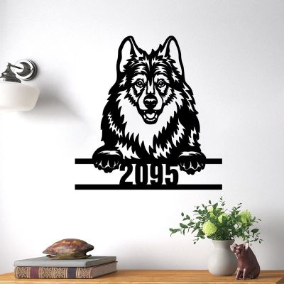 SILYHEART Border Collie Wall Art with Custom House Number Funny Animal Pet Sign Modern Home Decor Personalized Front Porch Address Plaque Border Collie Lover Gifts Dog Door Hanger 14in