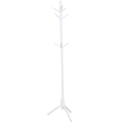 LFFH Floor Standing Coat Racks, Stable Triangle Base Creative Tree Shape Solid Wood Coat Stand Bedroom Clothes Hanging Hanger for Home Office (Color : White)