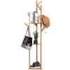 LFFH 8 Hook Coat Racks, Stable Triangle Base Multifunctional Solid Wood Coat Stand Bedroom Clothes Hanging Hanger for Home Office (Color : Apricot) view 1
