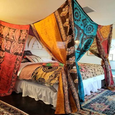 Bed Canopy King Queen Bali HI Made to Order Gypsy Hippy India Sari Saree Curtain Bedroom Decor Bohemian Chic