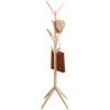 LFFH 8 Hooks Standing Coat Rack, Square Base Creative Tree Shape Solid Wood Coat Stand Bedroom Clothes Hanging Hanger for Home Office (Color : Apricot) view 1