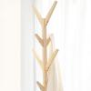 LFFH 8 Hooks Standing Coat Rack, Square Base Creative Tree Shape Solid Wood Coat Stand Bedroom Clothes Hanging Hanger for Home Office (Color : Apricot) view 4
