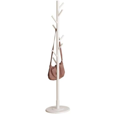 LFFH Solid Wood Coat Rack, Creative Disc Base Standing Coat Stand Bedroom Living Room Floor Clothes Hanger for Home Office (Color : White)