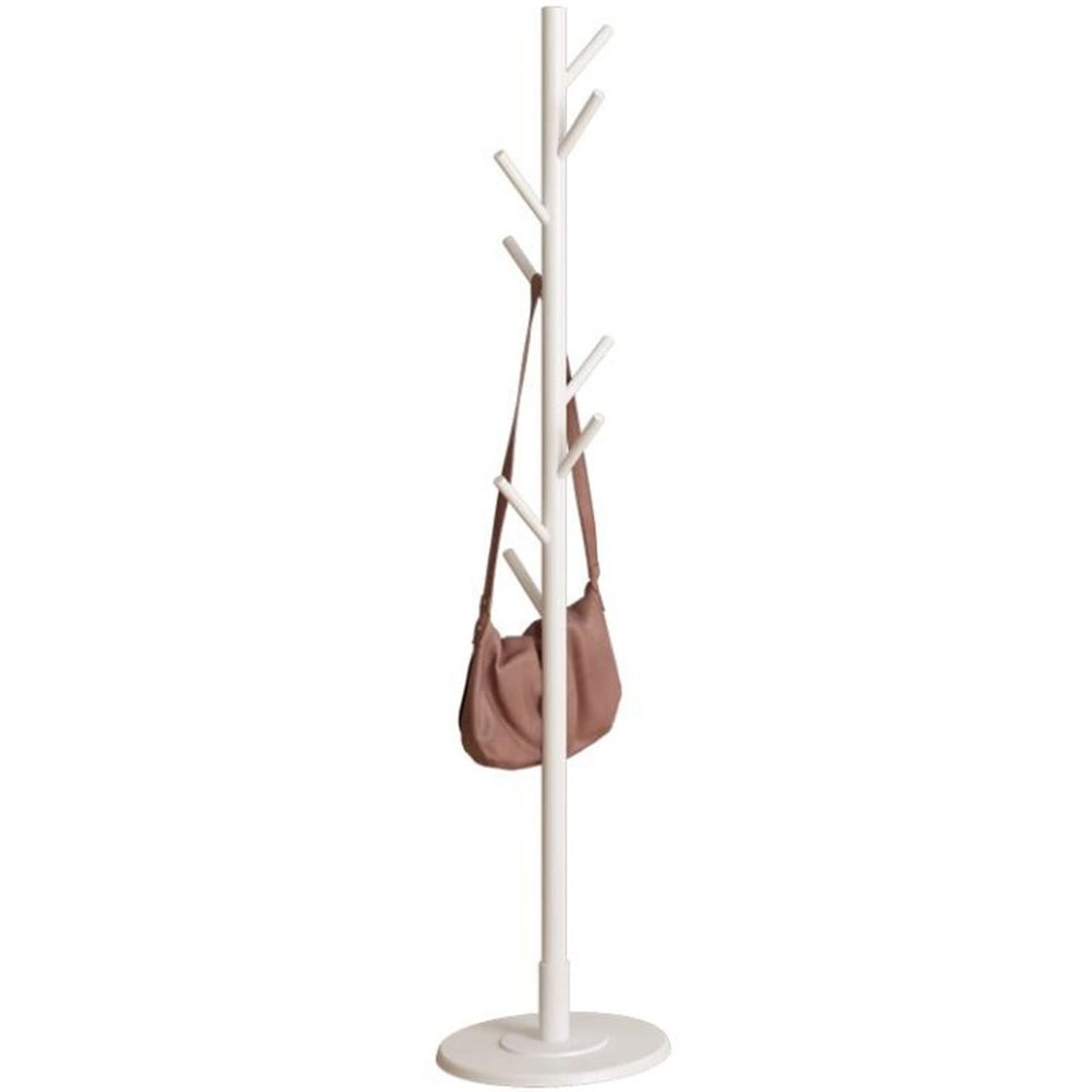 LFFH Solid Wood Coat Rack, Creative Disc Base Standing Coat Stand Bedroom Living Room Floor Clothes Hanger for Home Office (Color : White)