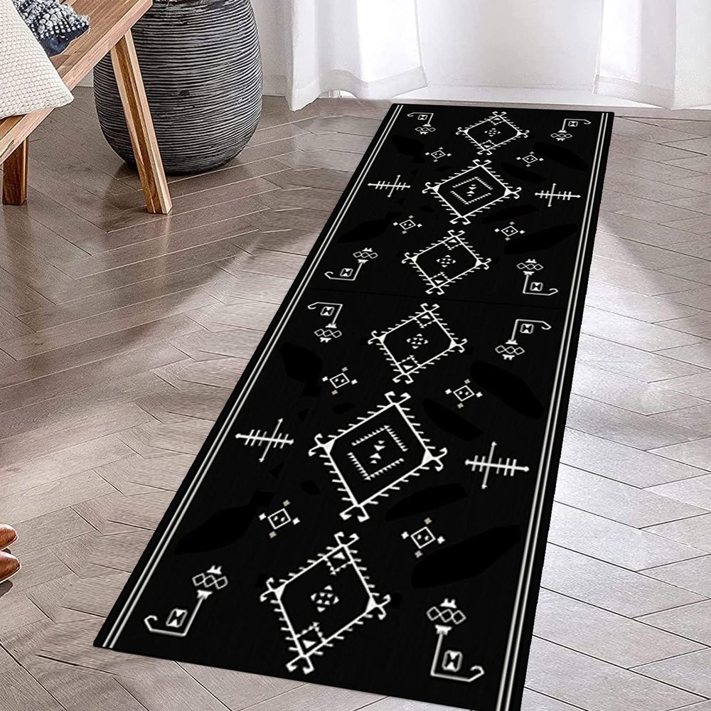 Hallway Runner Rug Contemporary Black White Bedroom Stair Entryway Area Rug 1m/1.5m/2m/2.5m/3m/3.5m/4m/4.5m/5m/6m Extra Long Carpet Runner Mat (Size : 2.3 ft x 16.4 ft)