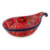 Polmedia Polish Pottery Condiment Dish UNIKAT - Savvy Scarlet Pattern Handmade in Boleslawiec Poland by Ceramika Artystyczna + Certificate of Authenticity view 1