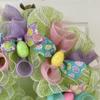Pastel Easter Egg Ribbon Wreath Handmade Deco Mesh Available in 24 inch and 28 inch diameters view 2