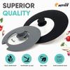 2-Pack Universal Silicone Lids for Pots and Pans - Replacement Pan Covers Fit 7-12 Inch Frying Pans and Pots, Black & Gray view 3