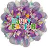 Glittering Lavender Happy Easter Deco Mesh Handmade Wreath. Available in 24 inch and 28 inch diameters. view 1
