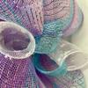 Glittering Lavender Happy Easter Deco Mesh Handmade Wreath. Available in 24 inch and 28 inch diameters. view 2