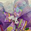 Glittering Lavender Happy Easter Deco Mesh Handmade Wreath. Available in 24 inch and 28 inch diameters. view 3