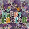 Glittering Lavender Happy Easter Deco Mesh Handmade Wreath. Available in 24 inch and 28 inch diameters. view 4