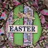Burlap Easter Egg Deco Mesh Wreath with Pip Berries. Available in 24 inch and 28 inch diameters. view 2