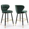 26 Inches Bar Chairs Bar Stools Set of 2 with Backs, Velvet Kitchen Island Counter Height, Metal Black Leg Upholstered Seat for Bars, Cafes, Lounges, Pub, Dining Room Stool ( Color : Dark grey ) view 3