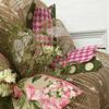 Burlap Bunny Easter or Baby Wreath Handmade Deco Mesh. Available in 24 inch and 28 inch diameters view 3