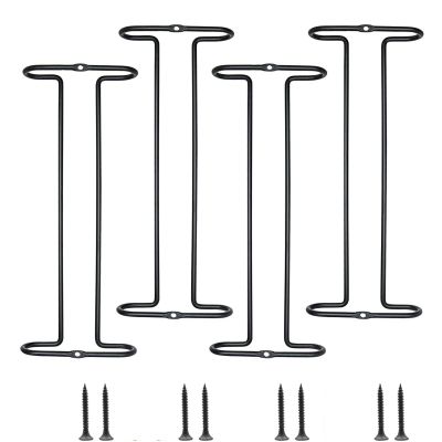 4pc Single Rail Wine Glass Rack, Metal Stemware Holder, Wine Glass Holder Glass Holder Storage Hanger, for Cabinet Kitchen Bar