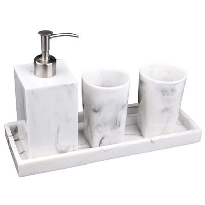Alipis 1 Set Bathroom Four Piece Set Makeup Vanity Table Liquid Dispenser Foam Hand soap Dispenser Kitchen Tray Empty Shampoo Bottle Ceramic Bathroom soap Holder