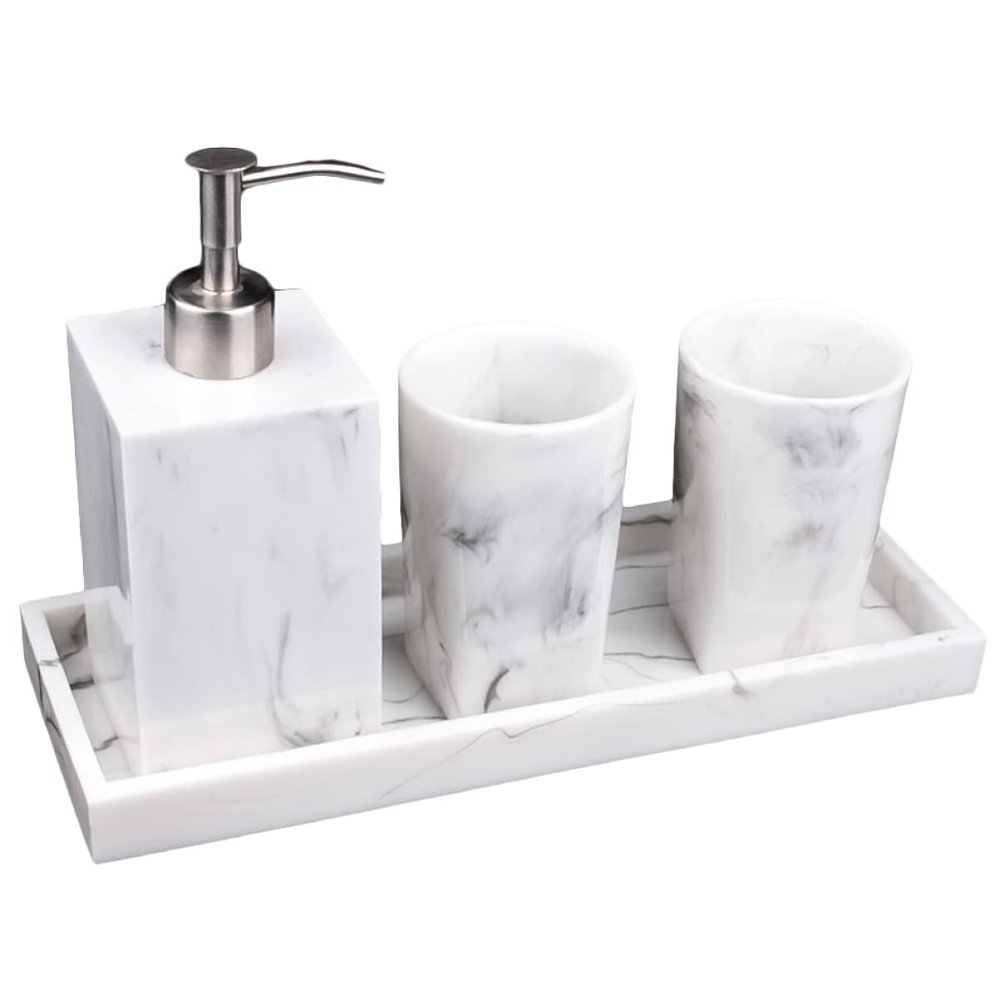 Alipis 1 Set Bathroom Four Piece Set Makeup Vanity Table Liquid Dispenser Foam Hand soap Dispenser Kitchen Tray Empty Shampoo Bottle Ceramic Bathroom soap Holder