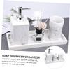 Alipis 1 Set Bathroom Four Piece Set Makeup Vanity Table Liquid Dispenser Foam Hand soap Dispenser Kitchen Tray Empty Shampoo Bottle Ceramic Bathroom soap Holder view 3