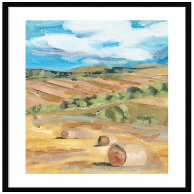 Amanti Art Framed Wall Art Print 33x26 Hay Bales II by Melissa Wang, Landscapes Wall Art, Rustic Farmhouse Decor, Large Poster Painting Artwork for Living Room, Bedroom, Bathroom, Kitchen, Office or