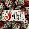 Jolly Christmas Red and Green Striped Wreath Handmade Deco Mesh. Available in 24 inch and 28 inch diameters view 2