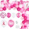 HyDren 108 Pieces Breast Cancer Awareness Decorations Balloons Arch Garland Kit 12 10 5 Inch Pink White Confetti Latex Pink Ribbon Foil Balloons for Pink Ribbon Party Decoration Supplies view 1