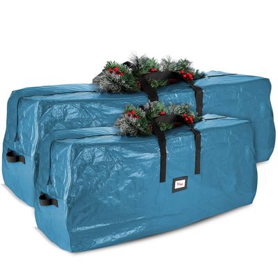 Hearth & Harbor Christmas Tree Storage Bag - Artificial Christmas Tree Bag with Reinforced Handles, Dual Zipper, Wide Opening - Storage Container for Trees and Decorations, 2 Piece set - 7.5 + 9 FT