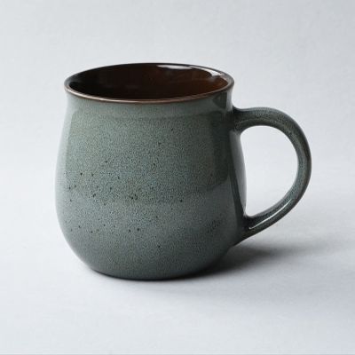 DECRZPB Ceramic Coffee Mug Gray Green Tea Cup with Large Handle Pottery Coffee Cup Mugs Gift for Office and Home