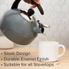 Farberware Omega Tea Kettle, Whistling Tea Pot, Works For All Stovetops, Porcelain Enamel on Carbon Steel, BPA-Free, Rust-Proof, Stay Cool Handle, 2.75 quart (11 cups) Capacity(Gray) view 2