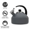 Farberware Omega Tea Kettle, Whistling Tea Pot, Works For All Stovetops, Porcelain Enamel on Carbon Steel, BPA-Free, Rust-Proof, Stay Cool Handle, 2.75 quart (11 cups) Capacity(Gray) view 3