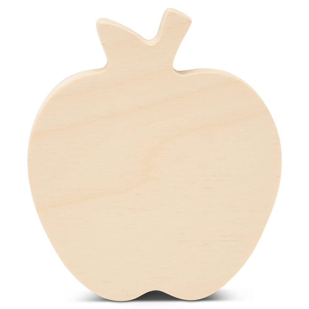 Chunky Wooden Apple Cutouts 4-inch x 3-3/8-inch, Pack of 10 Autumn Apples for Crafts, Fall Tray Decor & Classroom Decor, by Woodpeckers