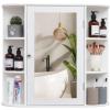 Iwell Bathroom Medicine Cabinet with Mirror, Bathroom Wall Cabinet with 2 Adjustable Shelves & 6 Open Shelves, Medicine Cabinet Organizer, Bathroom Cabinet Wall Mounted, White view 1