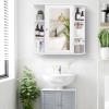 Iwell Bathroom Medicine Cabinet with Mirror, Bathroom Wall Cabinet with 2 Adjustable Shelves & 6 Open Shelves, Medicine Cabinet Organizer, Bathroom Cabinet Wall Mounted, White view 2