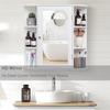 Iwell Bathroom Medicine Cabinet with Mirror, Bathroom Wall Cabinet with 2 Adjustable Shelves & 6 Open Shelves, Medicine Cabinet Organizer, Bathroom Cabinet Wall Mounted, White view 4